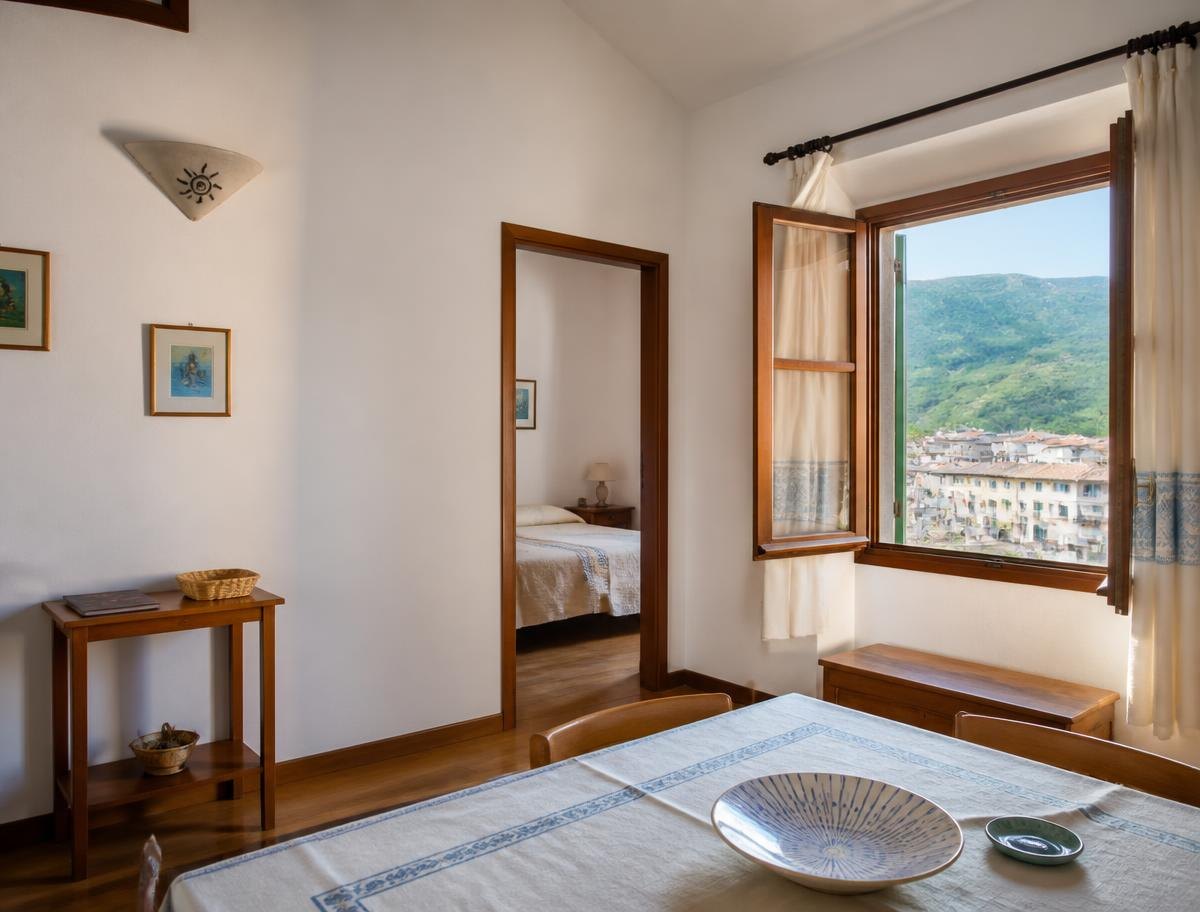 Interno luminoso di un appartamento bISu a Lanusei, Ogliastra